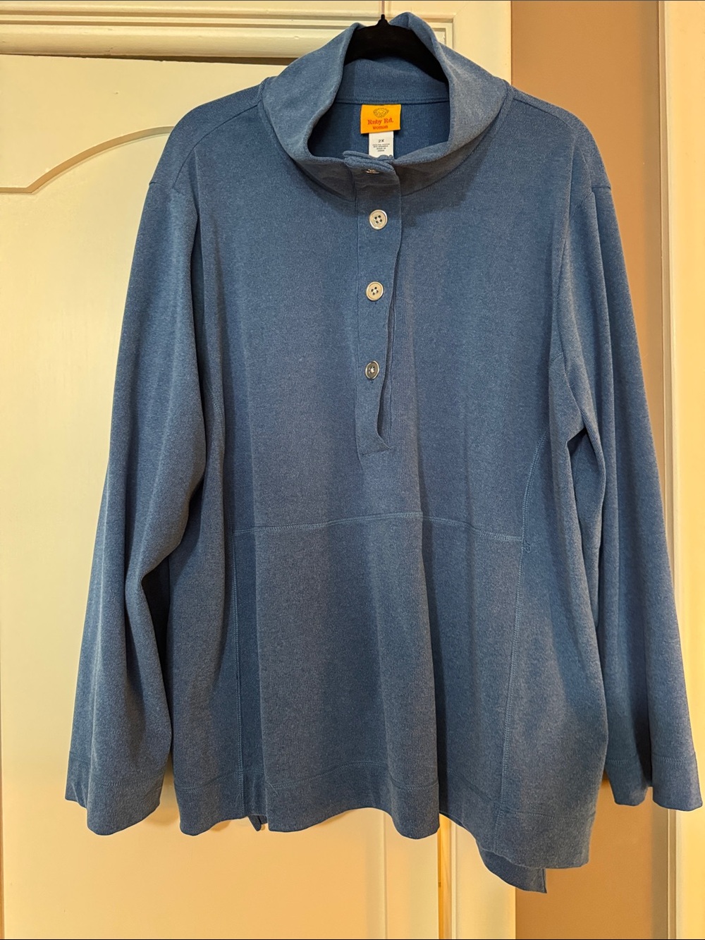 Ruby Rd. Light Blue Button-Front Zip-Up Sweater